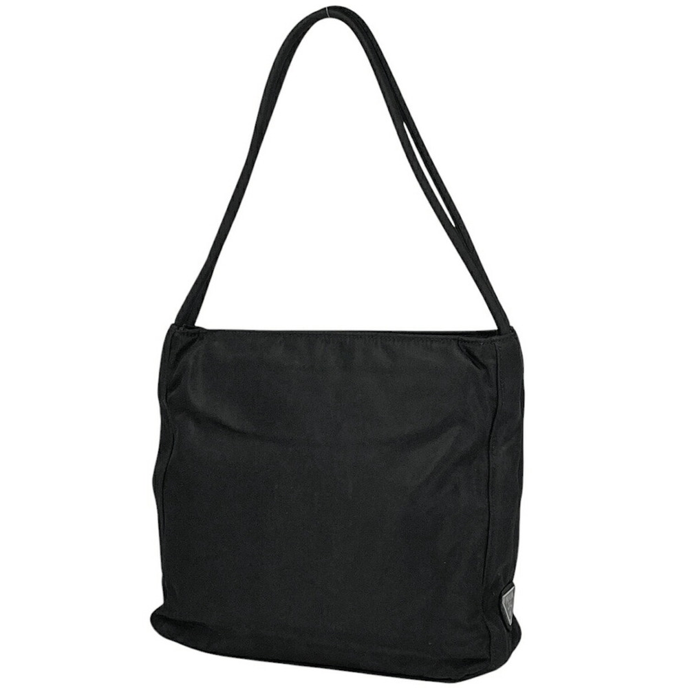Prada Logo Plate Handbag Tote Bag Shoulder Nero Black